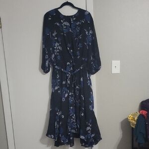 Lane Bryant Blue Tiered Sundress with Bishop Sleeves